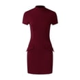 thumbnail image 5 of Riforla Women's Short Sleeve Turtle Neck Bodycon Mini Tank Short Party Dress Elegant Dress for Women Red L, 5 of 10