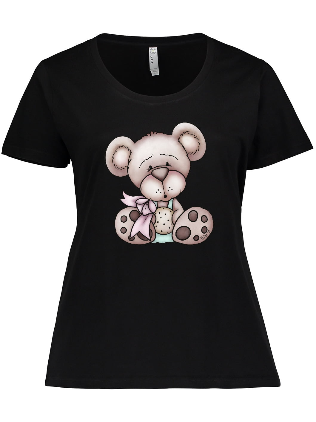 Inktastic Teddy Bear with Cookie Women's Plus Size T-Shirt, Size: 4XL, Gray