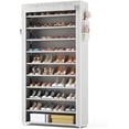 thumbnail image 2 of 10 Tier Shoe Rack with Covers Large Capacity Stackable Tall Shoe Shelf Storage for 50-55 Pairs Shoe and Boot, Sturdy Free Standing Shoe Rack Organizer for Closet, Entryway, Bedroom, Printing, 2 of 7