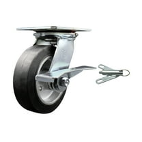 6 Inch Rubber on Aluminum Caster with Ball Bearing and Brake/Swivel Lock SCC