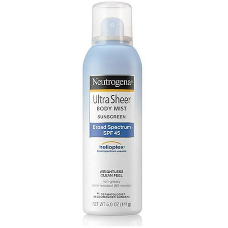 Neutrogena Ultra Sheer Body Mist Sunscreen Spray Broad Spectrum SPF 45, 5 fl oz