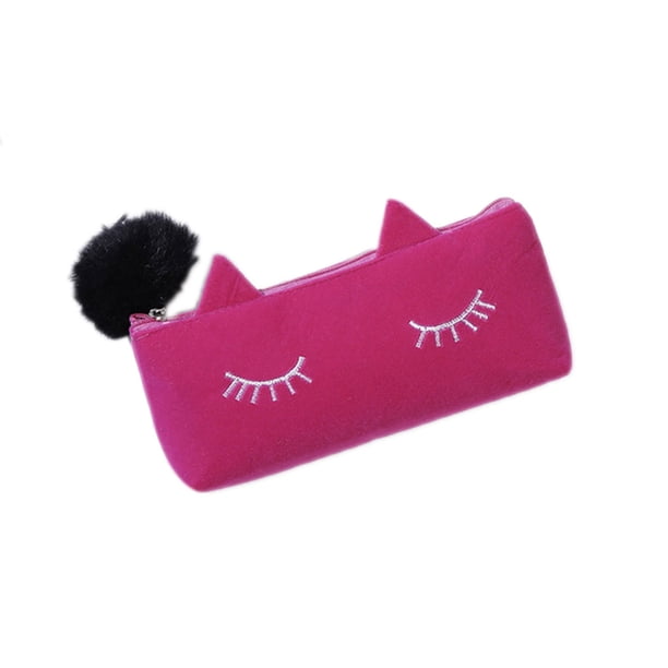 Bolsa de Almacenamiento Vogacara de Franela Suave para Maquillaje Cosmético Rosa Roja 20.5x8.5x3.5cm