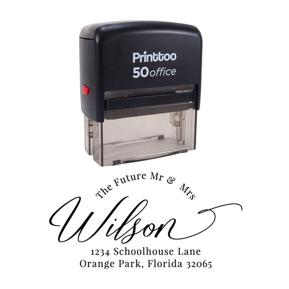Printtoo Personalized Black Self Inking Address Stamp Custom Future Mr Mrs Rubber Stamper-68 x 30 mm