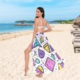 thumbnail image 6 of FORMRS Womens Long Sarong Beach Wrap Semi-Sheer Bikini Skirt Bathing Swimsuit Cover Up, Purple Retro Pattern, 6 of 7