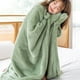 thumbnail image 2 of Bonita manta de terciopelo con capucha y abrazo acogedor para sofá cama (verde) Sywqhk Libre de BPA, 2 of 9