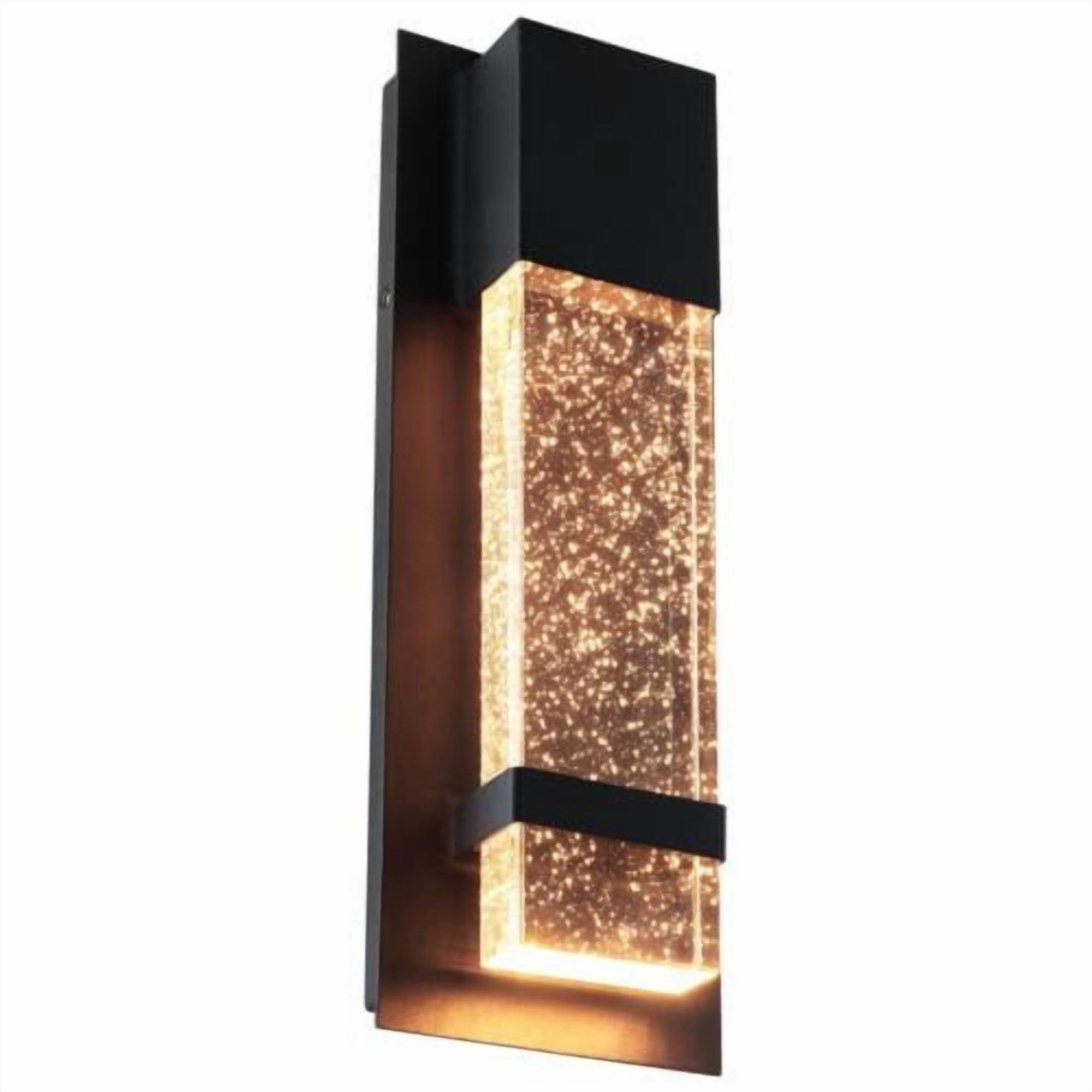 Diodesy LED Outdoor Wall Light Fixture, 13.75? 9W 5000K, Daylight Exterior Wall Sconce, Porch Outside Wall Lights in Black Finish with Crystal Bubble Glass,