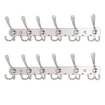 2  Pack Coat Rack Shelf Wall Mounted 21 ", Entryway Coat Hanger with 6 Hooks, Steel Hat Rack for Bedroom, Bathroom (Silver)