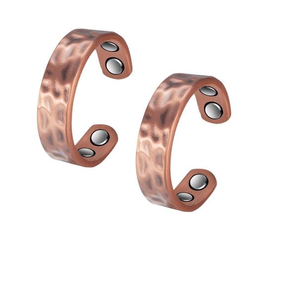 DESIGNICE 2Pcs 3500 Gauss Pure Copper Magnetic Rings for Women,Adjustable Gift for Mom Wife Daughter