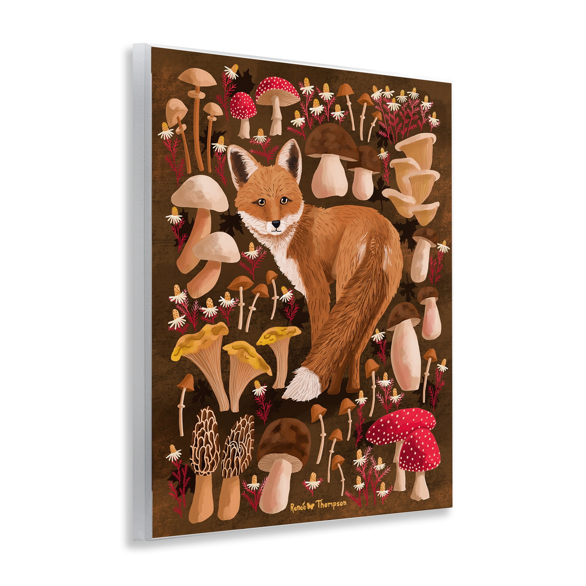 Stupell Industries Fox & Cottage Mushrooms Animals Painting Unframed Art Print Wall Art, 11 x 14