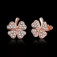 thumbnail image 2 of QQTDFG Rose Gold Platinum Plated Earrings Stud AAA Zirconia Push Back Clover .48" L251-18K Gold Rose Plated, 2 of 7