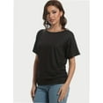 thumbnail image 5 of Women's Short Sleeve Boat Neck Dolman Top with Side Shirring, 5 of 6