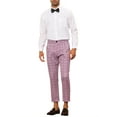 thumbnail image 2 of INSPIRE CHIC Plaid Cropped Pants for Men's Slim Fit Business Checked Slacks Pink 30, 2 of 5