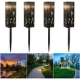 thumbnail image 1 of 4 piezas de luz solar para jardín con estaca de tierra, lámparas solares LED de color blanco cálido, antorcha solar para jardín, luz decorativa para jardín, patio, aceras, césped, 1 of 5