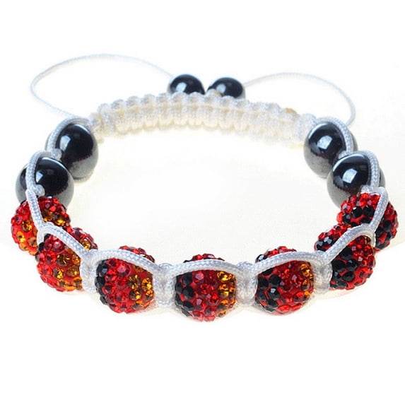 Germany German Flag Red Orange Black Cord Macrame Beaded Adjustable Bracelet