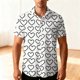 thumbnail image 1 of TaTaai Men's Valentine's Day Shirt, Black White Printed Button Down, Short Sleeve Date Top, Romantic Casual Blouse Gift, 1 of 8