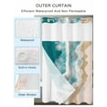 thumbnail image 4 of No Hook Shower Curtain, Teal Coastal Stall Bathroom Curtains with Snap in Liner, Beach Summer Nautical Seaside Ocean Waterproof Washable Fabric Shower Curtain Set, 48" x 72", 4 of 9
