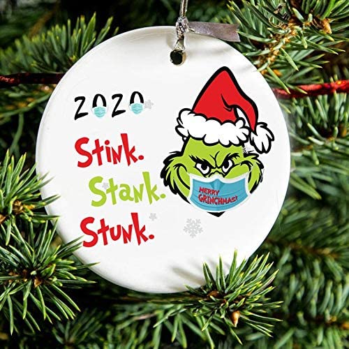 Quarantine Christmas 2020 Stink Stank Stunk Mask Ornaments Christmas Tree Decor