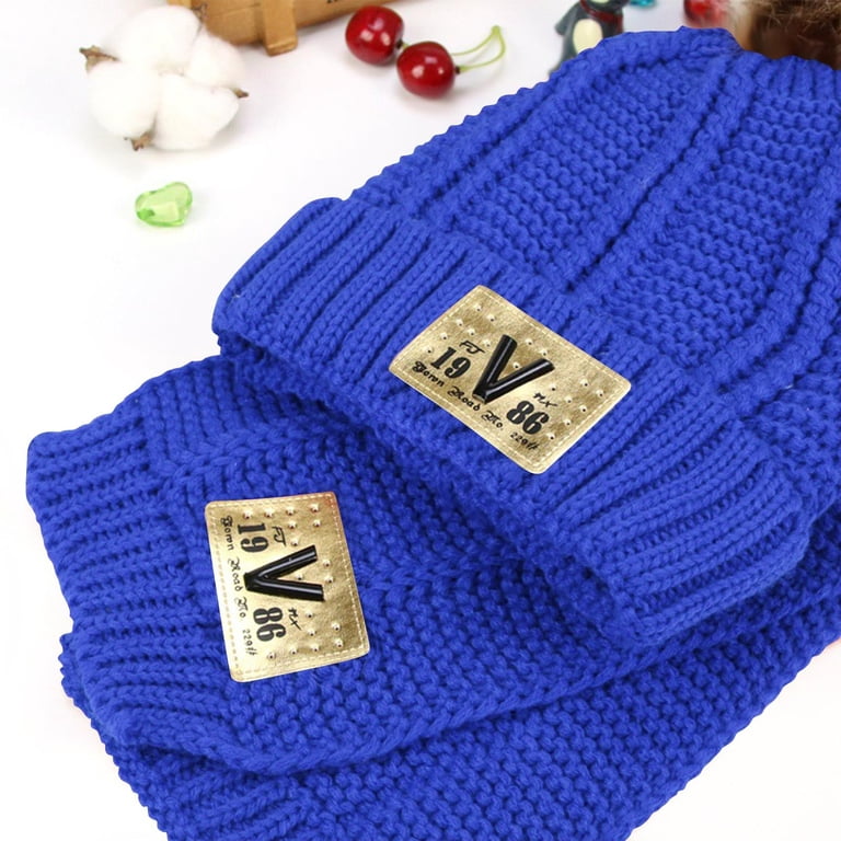 SYMOID Blue Unisex Kids 3T Beanie & Scarf Set - Warm Acrylic  display picture 3
