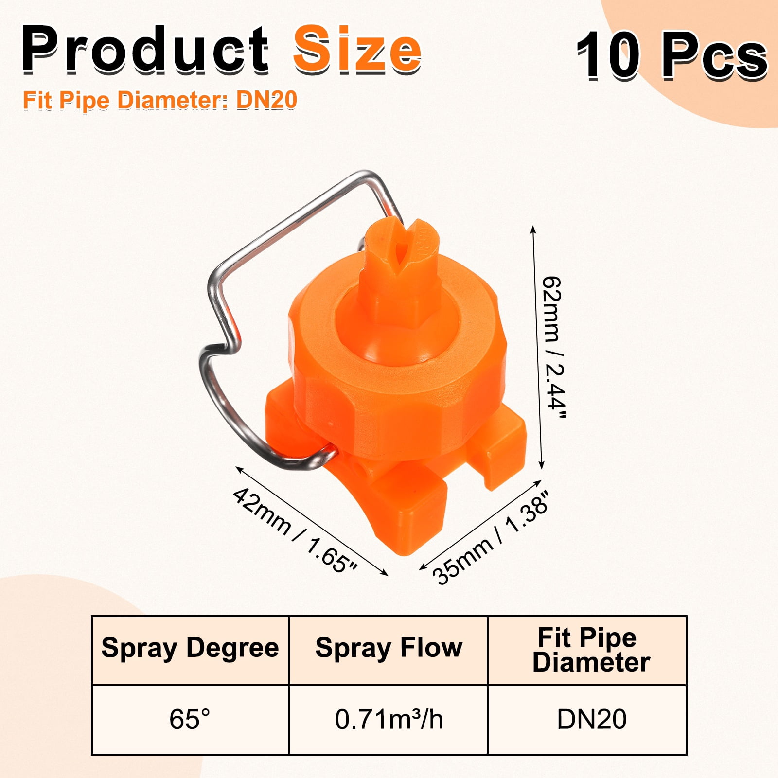 Uxcell 10 Pack Flat Fan Spray Tip, 65 Degree Spray Nozzle with Clip Adjustable Plastic Yellow Nozzles Fit 3/4" Hose, 0.71 Cubic Meters Per Hour
