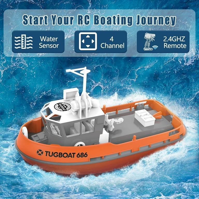 RC Boat, 1/72 RC Tugboat for Pools and Lakes, High-Speed RC Boat, 1/72 RC Tugboat for Pools and Lakes, High-Speed