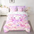 thumbnail image 3 of Manfei Candy Axolotl Twin Bedding, Love Heart Cloud Bedding Comforter Set, Lavender Pink, Stars Reversible, 7 Pieces, 3 of 6