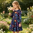 thumbnail image 6 of Lanbubble Girls Dresses Long Sleeve Butterfly Printed Casual Twirly Dress Fall Clothes 5-13 Years, 6 of 10
