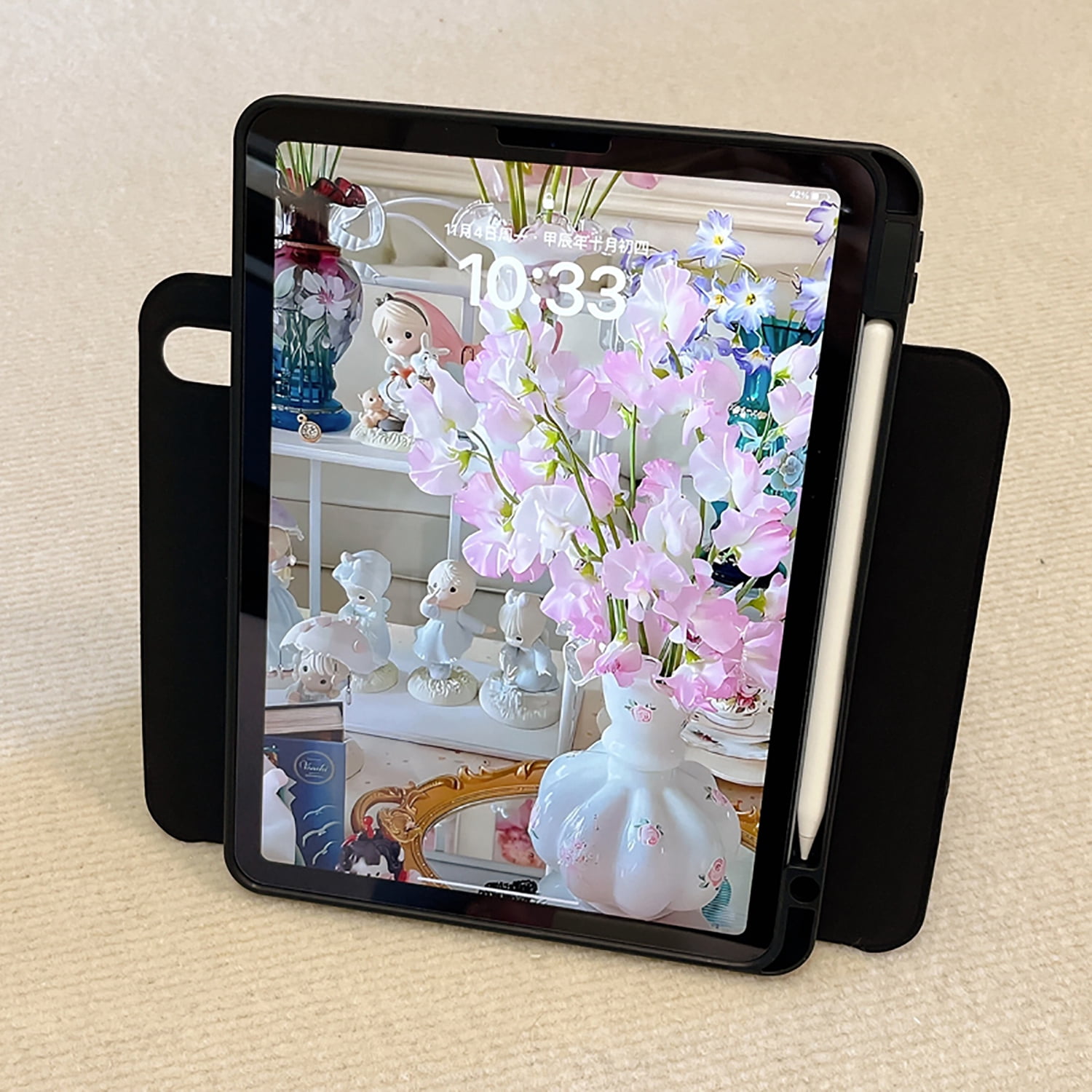 Allytechgroup iPad Mini 7th 6th Generation Case with Pencil Holder, Slim Magnetic Stand Cover, Auto Sleep/Wake, Trifold Protective Shell Case for Apple iPad mini 6/ Mini 7 8.3", Black