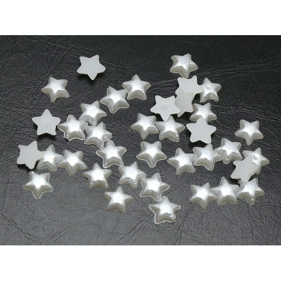 U8MO 500 Pure White Acrylic Half Pearl Tiny Star Flatback Beads 6mm No Hole Scrapbook