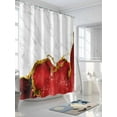 thumbnail image 3 of Fsddascl Red Gold Marble Shower Curtain Set - Extra Long 72" x 96" Washable Bathtub Curtain with 12 Hooks, Modern Abstract Marble Crack Texture Waterproof Fabric Stall Shower Curtains for Bathroom, 3 of 6