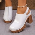 thumbnail image 3 of Heels for Women Platform Lug Sole High Heeled Mules Closed Toe Slingback Sandals Comfy Pumps Arch Support Orthopedic Shoes White Size 8.5, 3 of 8