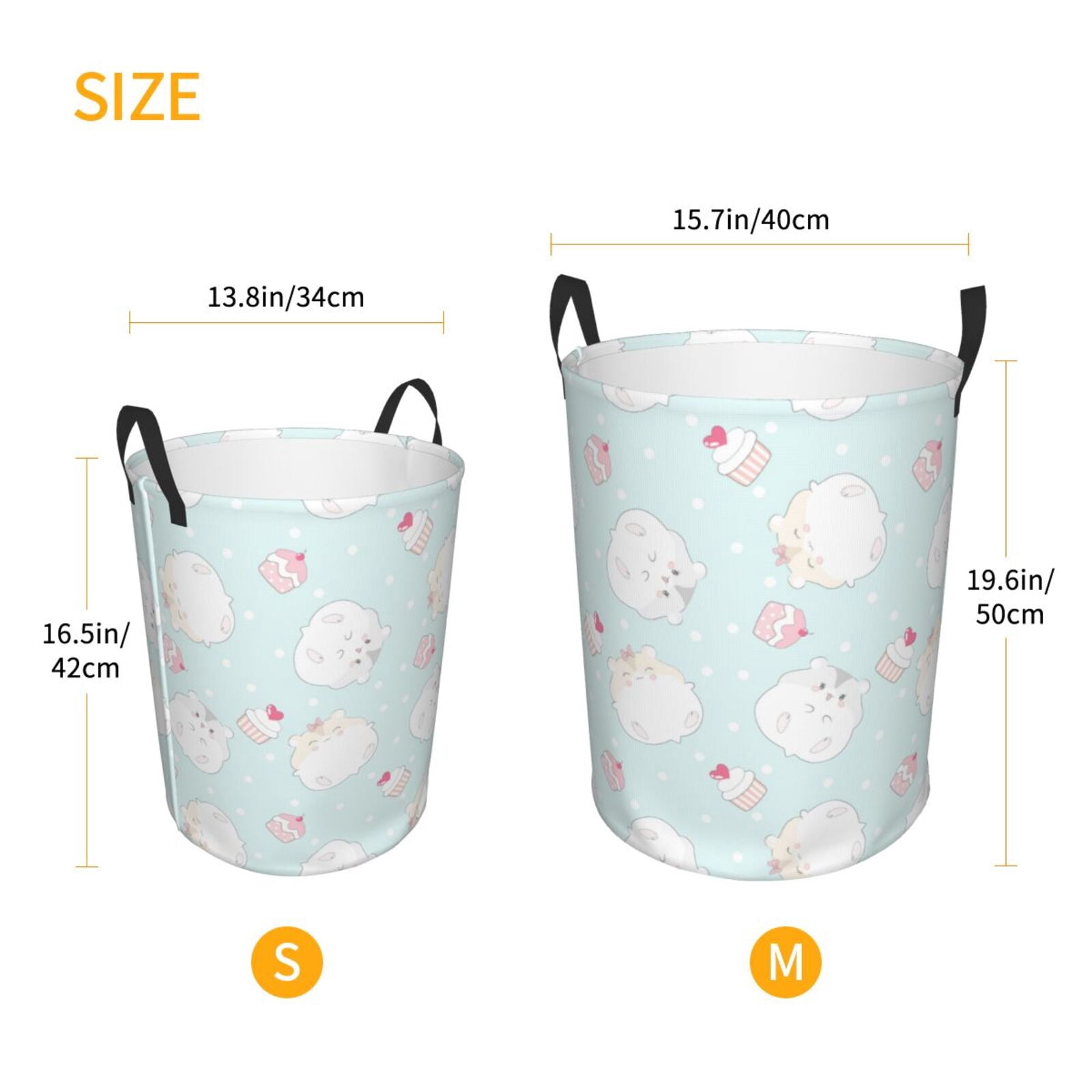 Large Laundry Basket with Handles - Cute Cartoon Hamster Cake Kids Baby Dirty Clothes Laundry Hamper for Bedroom Aesthetic