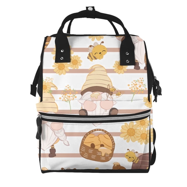 Easygdp Cute Bee Gnome para Bolsa de Bebé de Gran Capacidad con Múltiples Bolsillos, Bolsa de Pañales para Padres, Bolsa de Viaje Organizada y Elegante