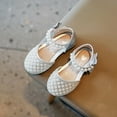 thumbnail image 4 of URMAGIC Girls Toddler/Little Kid Flats Dress Shoes Princess Pearls Bow Girl Glitter Party Wedding Sandals, 4 of 9