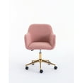 thumbnail image 5 of Swivel Home Office Chair, Modern Teddy Fabric Adjustable Height Desk Chair, 360 Revolving Accent Chair with Gold Metal Legs and Universal Wheel for Living Room, Bedroom and Office, Pink, 5 of 7
