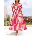 thumbnail image 2 of Vestido largo ZESICA 2025 con estampado floral casual de verano para mujer, 2 of 8
