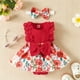 thumbnail image 4 of Gibobby Mameluco niño sin mangas con estampado de flores para niñas pequeñas, mono recién nacido con diademas para niños, ropa(Rojo, 0-3 Meses), 4 of 5