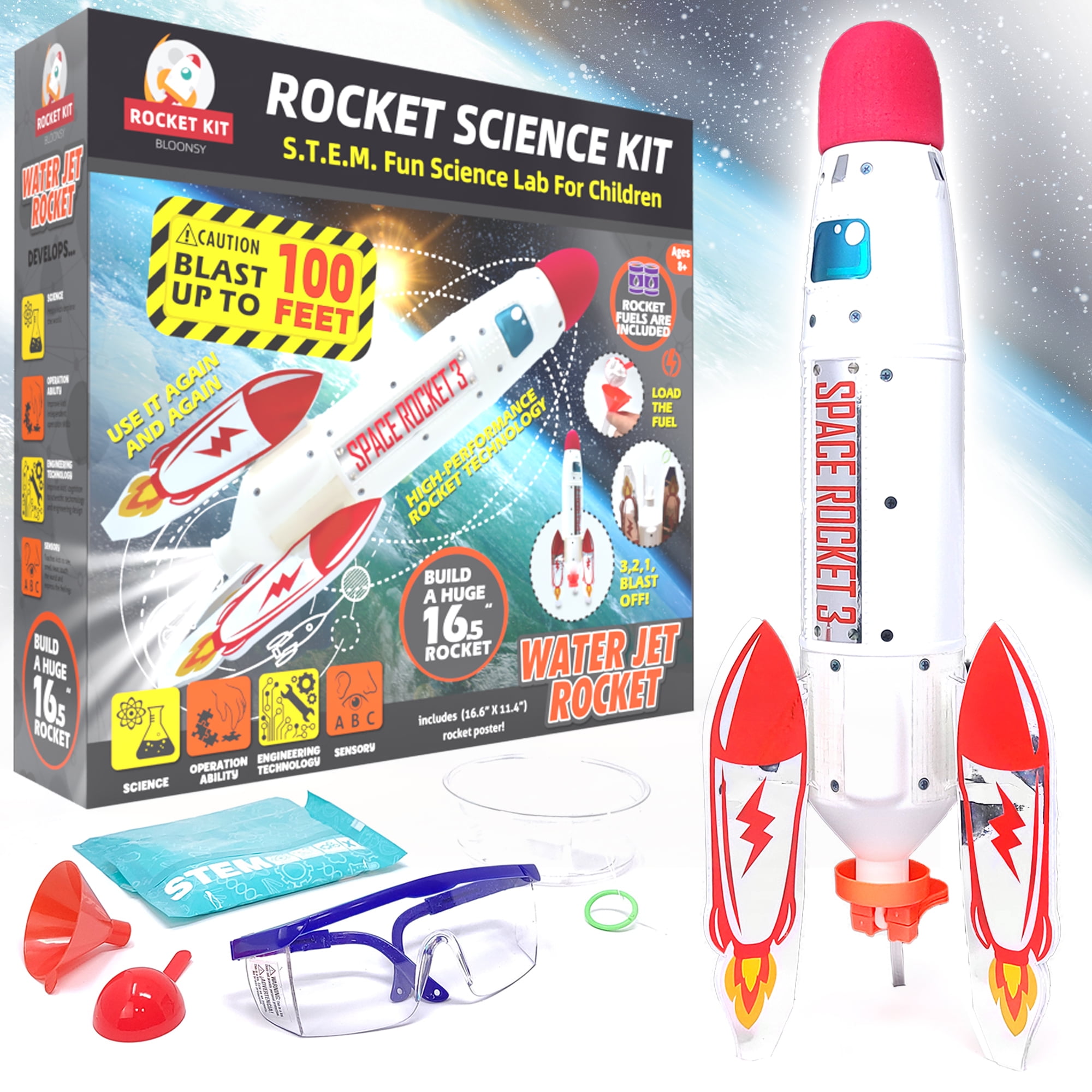 with Rocket Tail Details about   PLAYSTEAM Water Rocket Launcher Kit Body and Pump DIY Rocket 