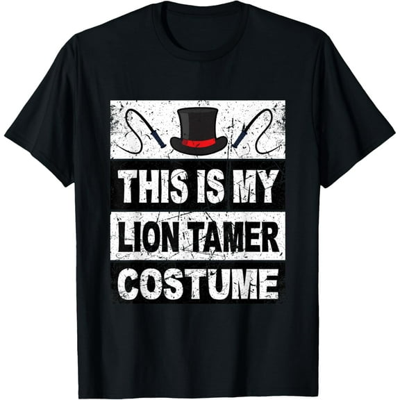 Retro Lion Tamer Costume Women Men For Kids Hat Whip Circus T-ShirtMen and women, Black T-shirt, size: Extra large