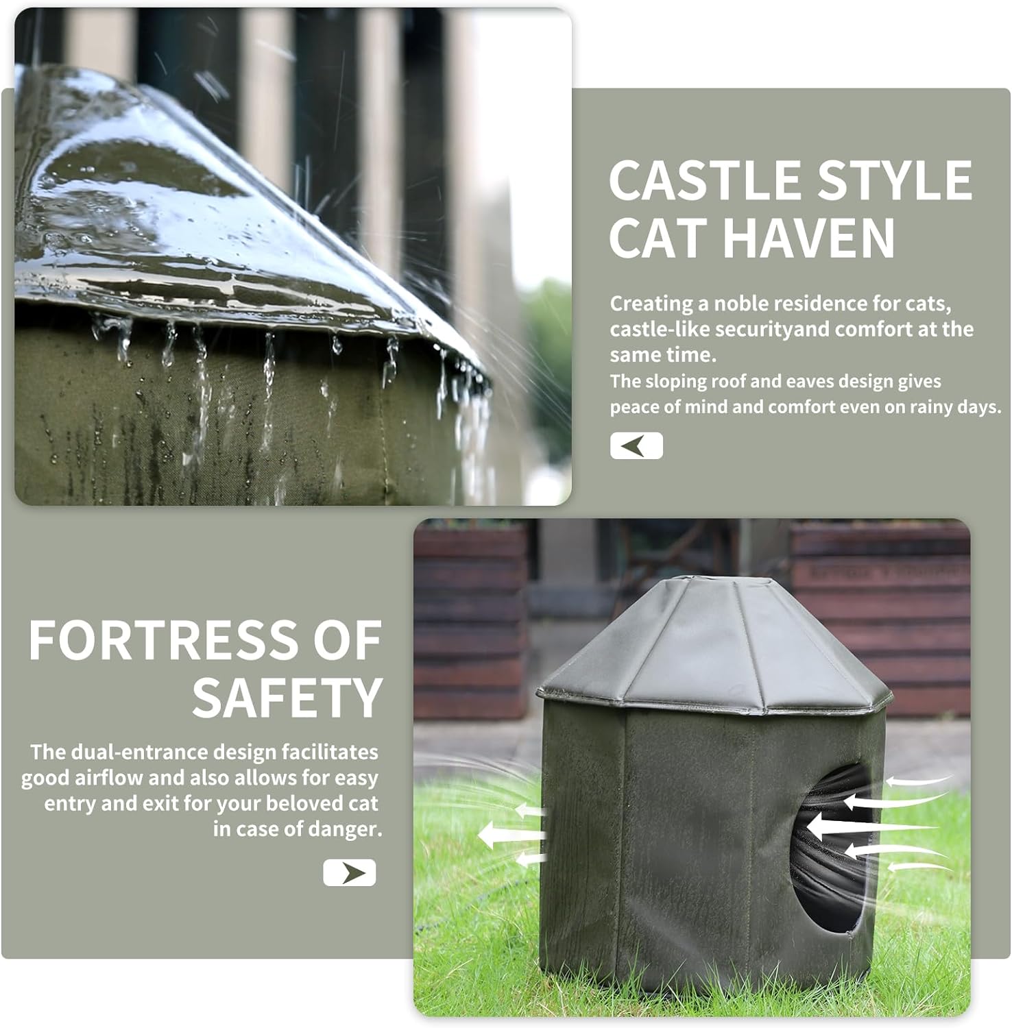 Heated Outdoor Cat House Weatherproof Cat Small Dog Warm Pet Shelter Carrier NEW PP10_Green
