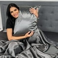 thumbnail image 2 of Mulberry Park 100% Silk Pillowcase - 22 Momme, Grade 6A Mulberry Silk - Deep Envelope Closure - Gunmetal/King (20" x 36"), 2 of 10