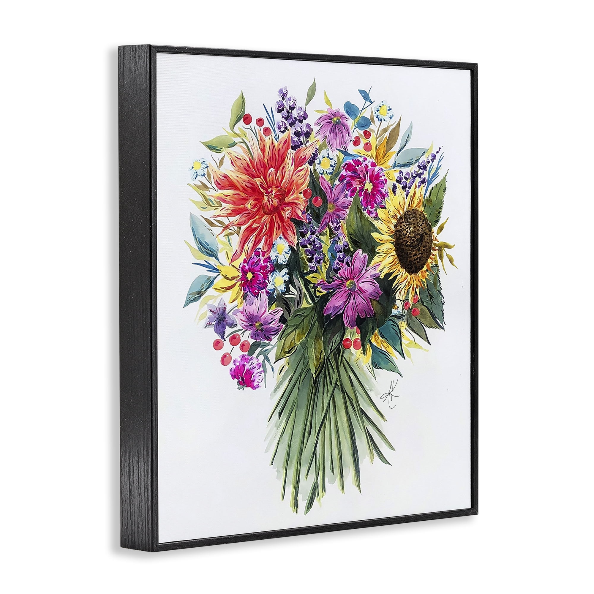 Stupell Industries Bright Wildflower Bouquet Botanical & Floral Painting Black Framed Art Print Wall Art, 11 x 14