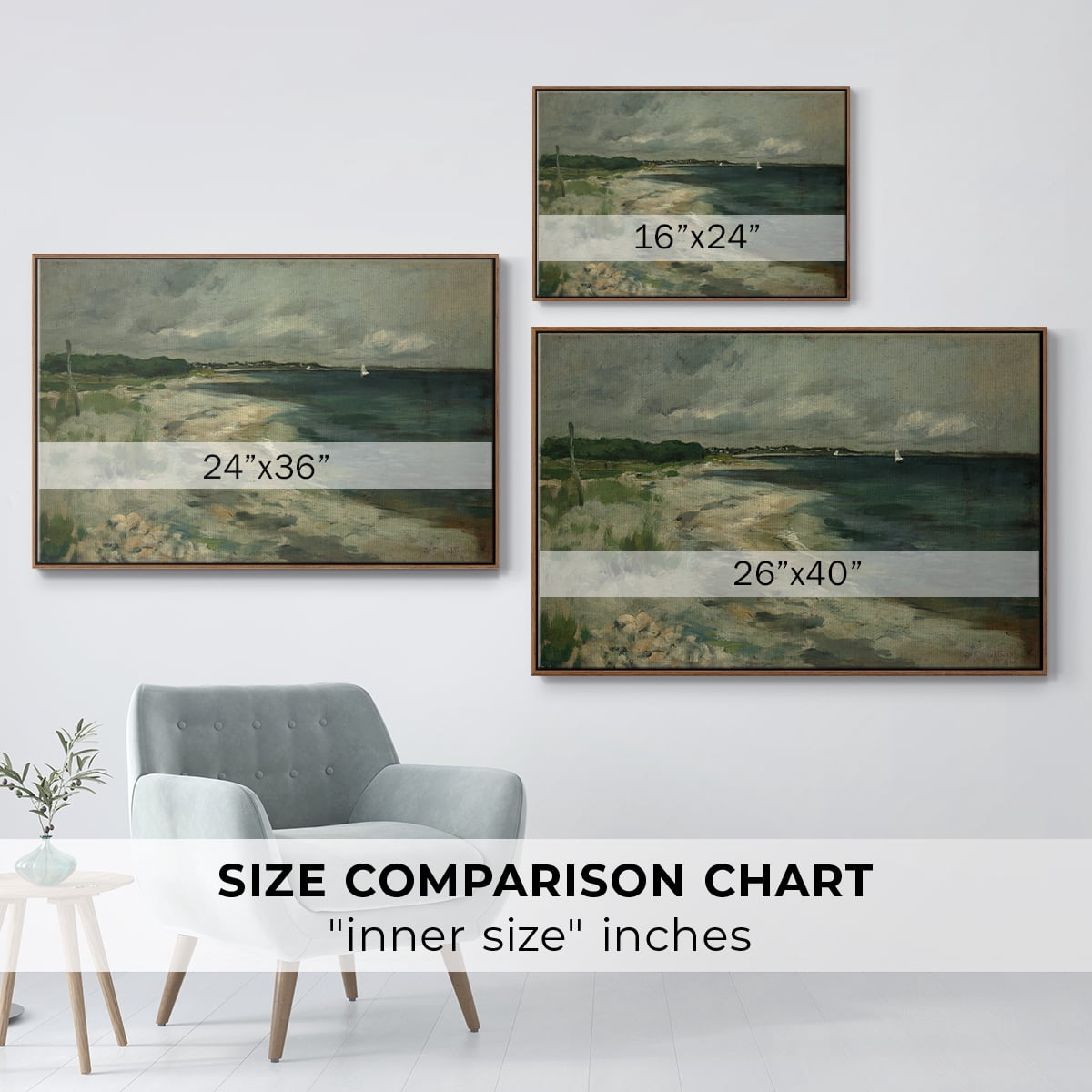 Vintage Landscape-CCCLXXVII By Wexford Home Framed in Walnut Wood Gallery Wrapped Canvas 17 in. x 25 in.