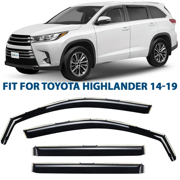 CLIM ART in-Channel Incredibly Durable Rain Guards Compatible with Toyota Highlander 2014-2019, Original Window Deflectors, Vent Window Visors, Vent Deflector, 4 pcs. - 614157