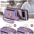 thumbnail image 5 of Phone Case for Google Pixel 8 Pro 5G Wallet Cover with Screen Protector Wrist Strap Lanyard RFID Credit Card Holder Ring Stand Cell Accessories Pixel8Pro Pixel8 XL Eight 8Pro Women Men Purple, 5 of 13