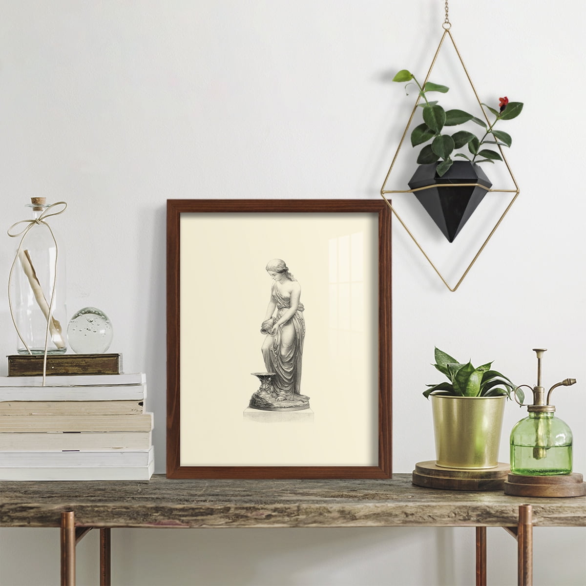 Classical Statuary II -Framed Print w/glass-Chestnut
