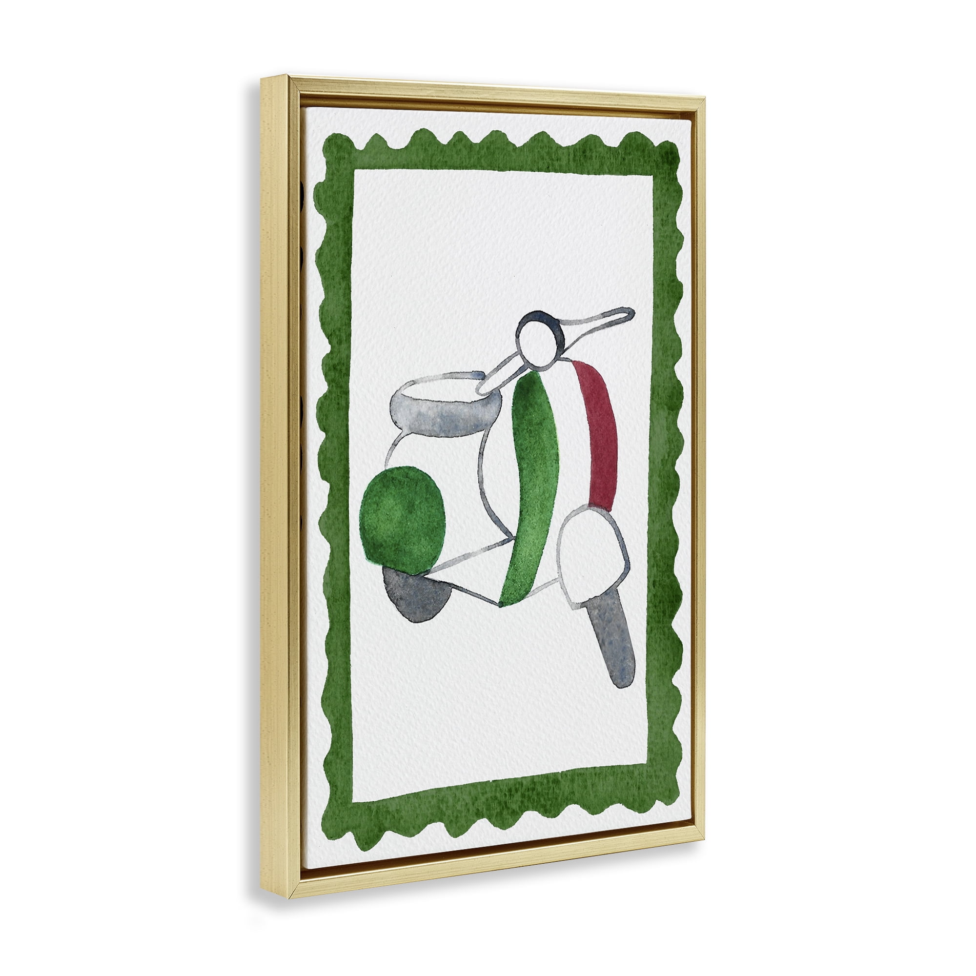 Stupell Industries Italian Motor Scooter Gold Framed Floater Canvas Wall Art, design by Camila Juncos