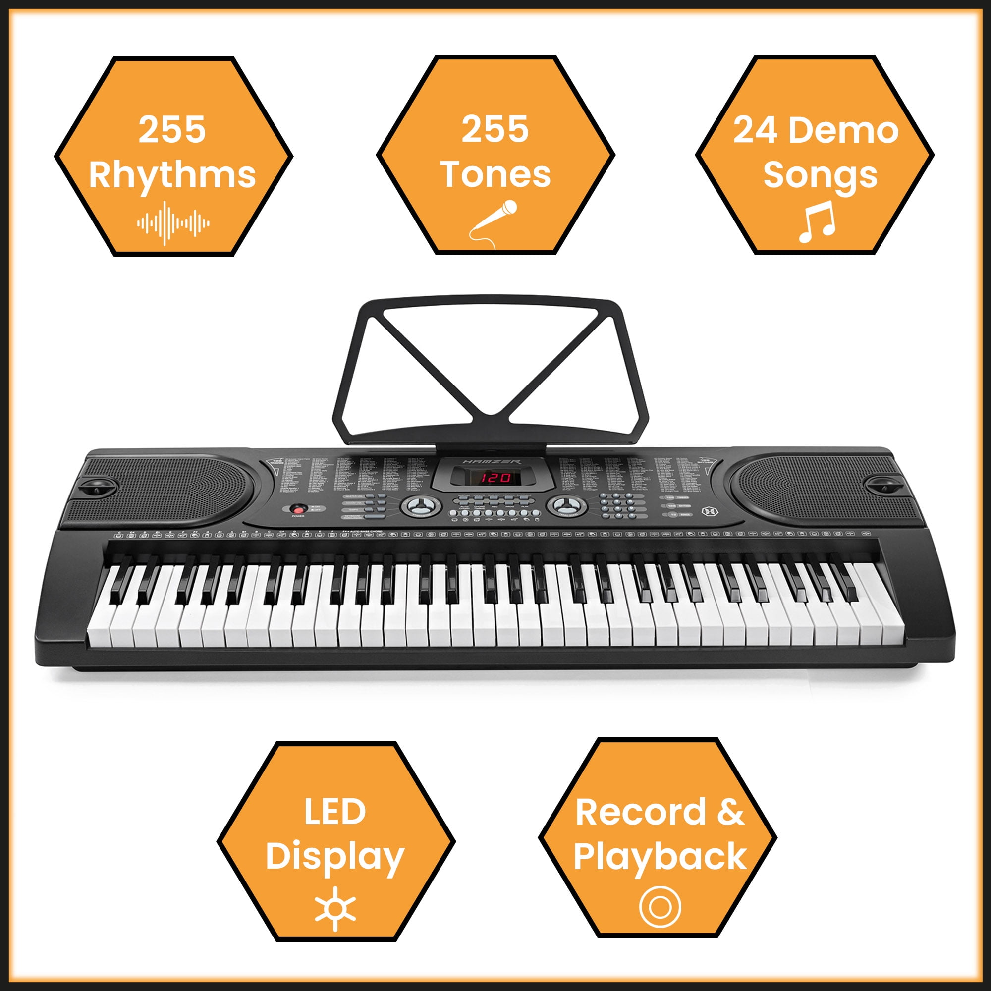 Hamzer 61 Key Keyboard Piano w/ Stand & Bench - Set for Beginners