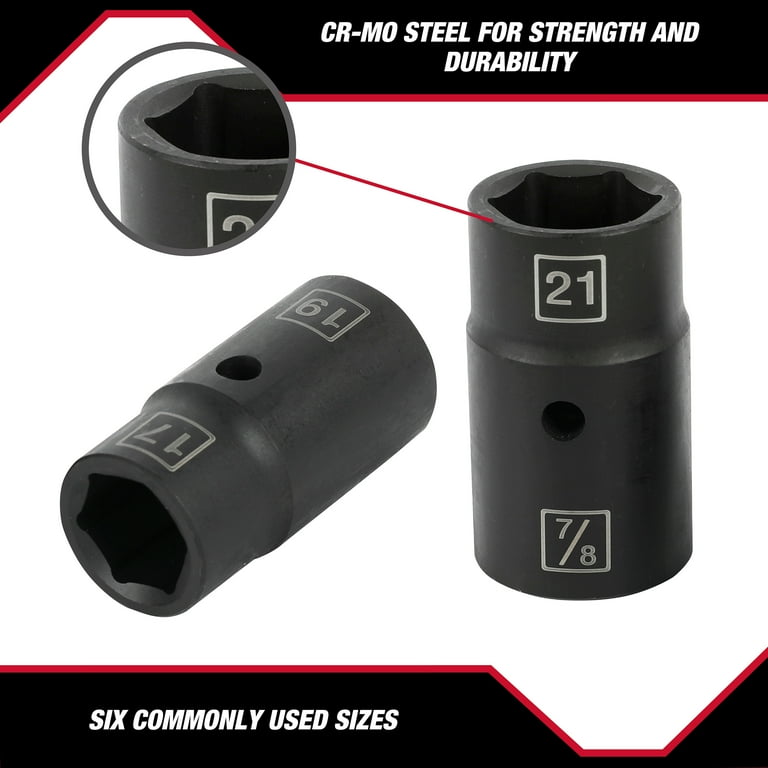 Hyper Tough Impact Socket Set 4-Piece 1/2 inch Cr-Mo Steel with 6