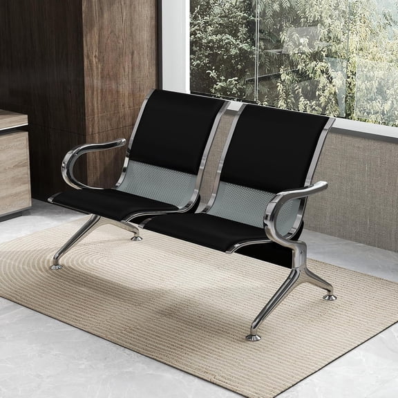 Modern waiting room chairs - PU leather guest reception chairs with armrests for clinic, airport, bank, salon, barber waiting area