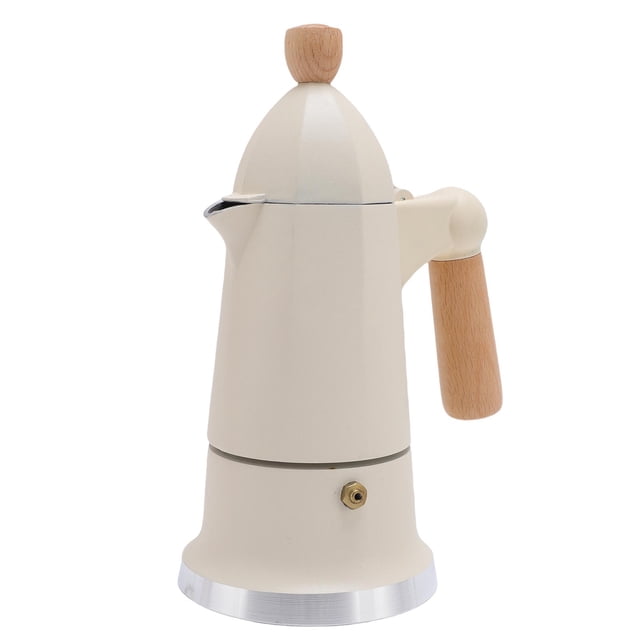 Stovetop Espresso Maker, 3 Cups Single Valve Aluminum Alloy Stainless Steel Stove Top Coffee Maker, Wooden Handle Percolator Coffee Maker Pot with Wooden Handle for Home Use